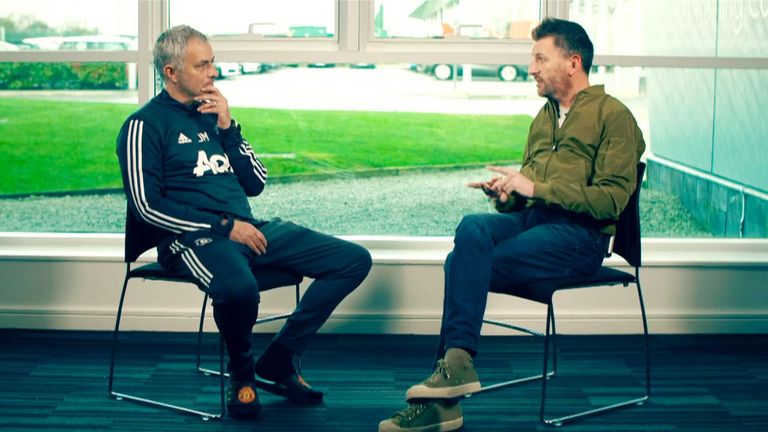 Manchester United manager Jose Mourinho chats with Fenners on Soccer PM