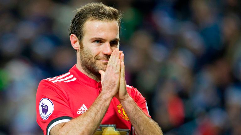 Juan Mata celebrates after giving Manchester United a 2-1 lead at the King Power Stadium