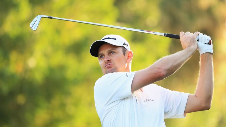 DUBAI, UNITED ARAB EMIRATES - NOVEMBER 14:  Justin Rose of England hits a tee shot on the 4th hole during the Pro-Am prior to the DP World Tour Championshi