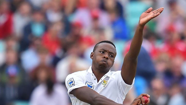 TOPSHOT - South Africa's Kagiso Rabada bowls on day 3 of the third Test match between England and South Africa at The Oval cricket ground in London on July