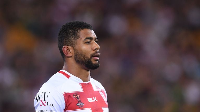 BRISBANE - DECEMBER 02 2017:  Kallum Watkins of England looks on before the 2017 Rugby League World Cup Final between the Kangaroos and England