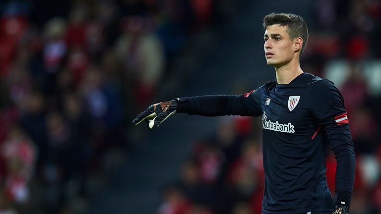 BILBAO, SPAIN - DECEMBER 02:  Kepa Arrizabalaga of Athletic Club reacts during the La Liga match between Athletic Club and Real Madrid at Estadio de San Ma