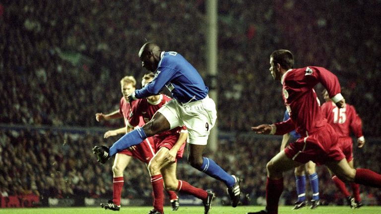 Kevin Campbell rifles home his early goal at Anfield