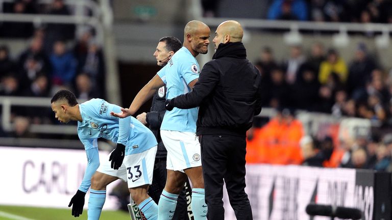 Vincent Kompany came off with an apparent injury after 11 minutes against Newcastle