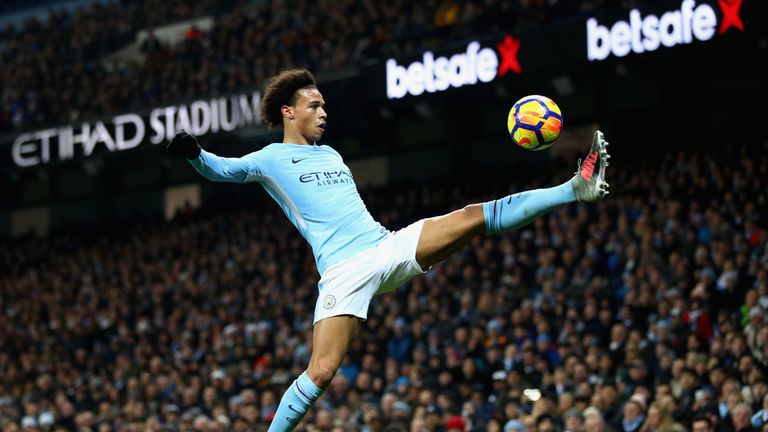 Leroy Sane controls the ball