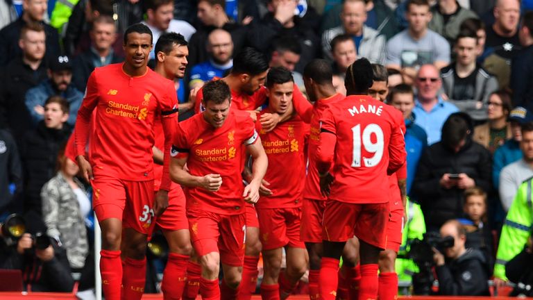 Liverpool beat Everton 3-1 in the Merseyside derby at Anfield last season