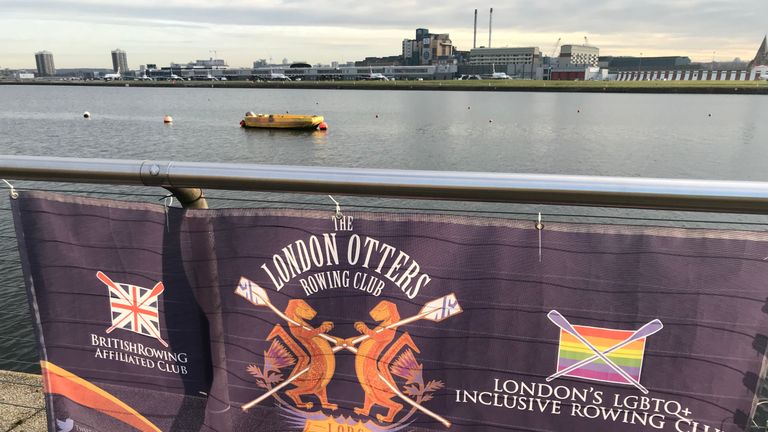 London Otters rowing flag, Rainbow Laces