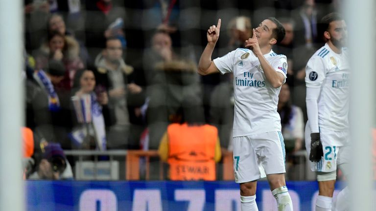 Lucas Vazquez (L) celebrates after scoring Real Madrid's winner