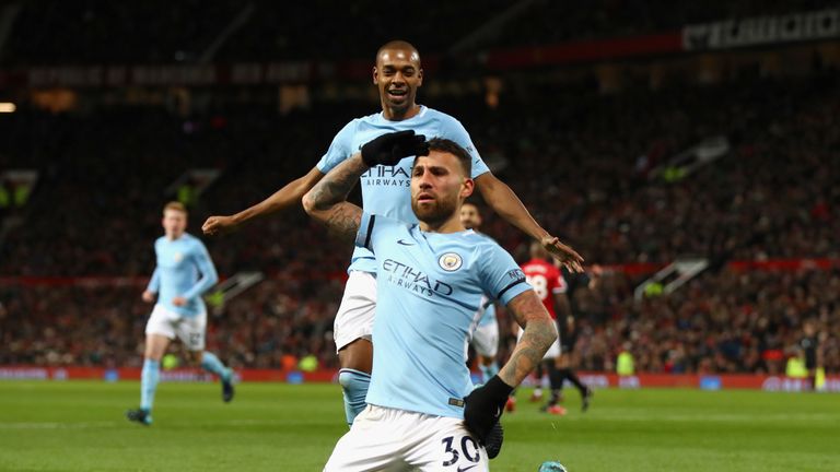 Nicolas Otamendi celebrates after restoring Manchester City's lead