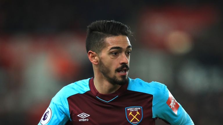 West Ham United's Manuel Lanzini during the Premier League match at the bet365 Stadium, Stoke. PRESS ASSOCIATION Photo. Picture date: Saturday December 16,