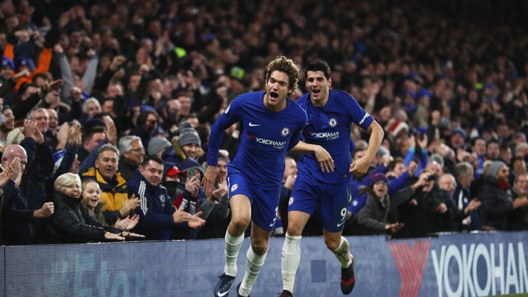 Marcos Alonso and Alvaro Morata were on target for Chelsea in a 2-0 win over Brighton