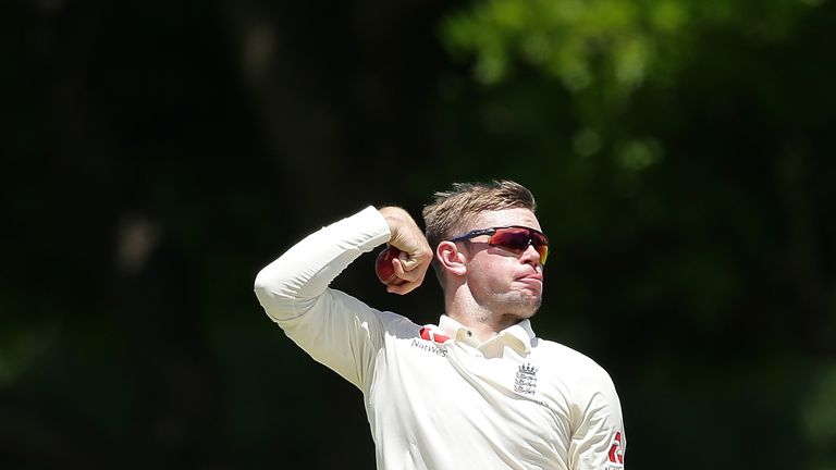 PERTH, AUSTRALIA - DECEMBER 10: Mason Crane of England bowls during the Two Day tour match between the Cricket Australia CA XI and England at Richardson Pa