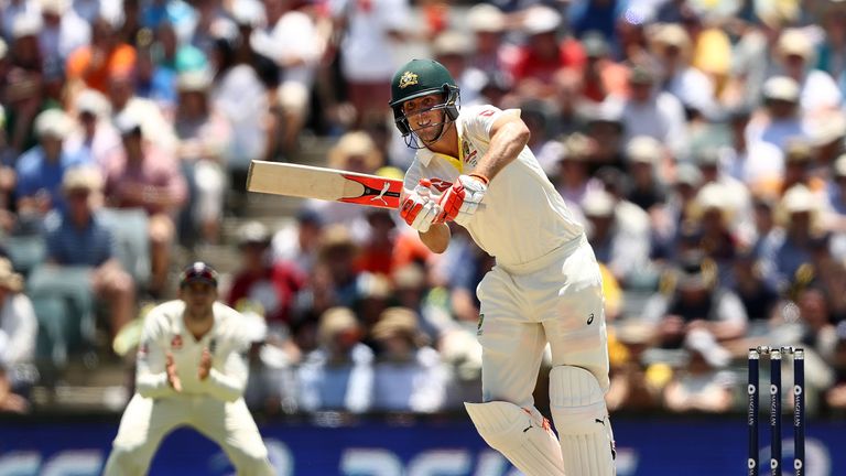 PERTH, AUSTRALIA - DECEMBER 16: Mitch Marsh of Australia bats during day three of the Third Test match during the 2017/18 Ashes Series between Australia an