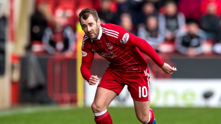 05/03/17 WILLIAM HILL SCOTTISH CUP . ABERDEEN V PARTICK THISTLE (1-0) . PITTODRIE - ABERDEEN . Niall McGinn in action for Aberdeen