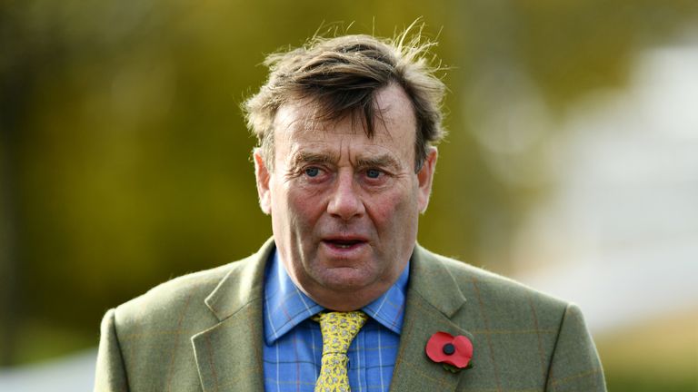 NEWBURY, ENGLAND - NOVEMBER 15:  Trainer, Nicky Henderson looks on during The Hennessy Gold Cup preview day at Newbury Racecourse on November 15, 2016 in N