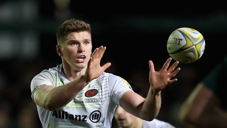 Owen Farrell during Saracens' victory at Welford Road on Christmas Even 2017