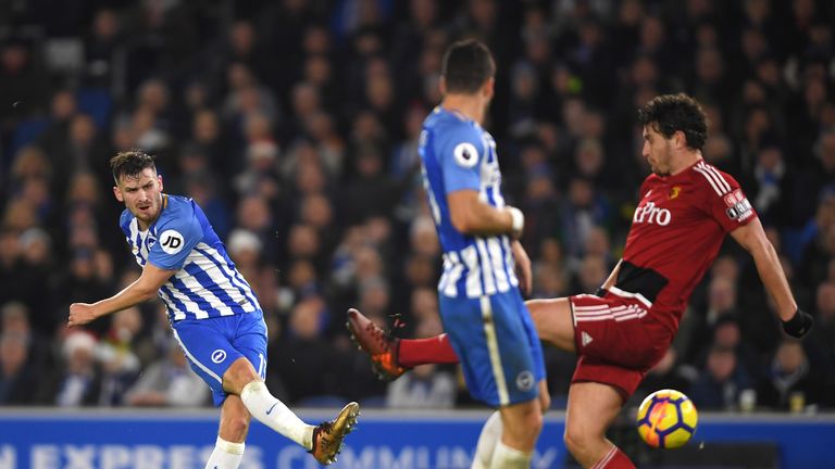 BRIGHTON, ENGLAND - DECEMBER 23:  Pascal Gross of Brighton and Hove Albion celebrates after scoring his sides first goal during the Premier League match be