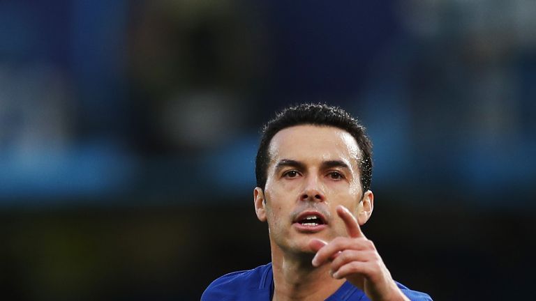 Pedro celebrates after scoring Chelsea's third goal against Stoke City