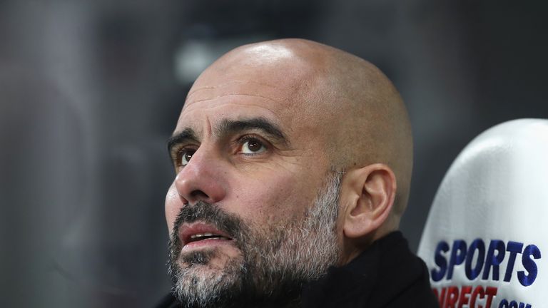 NEWCASTLE UPON TYNE, ENGLAND - DECEMBER 27:  Josep Guardiola, Manager of Manchester City looks on prior to the Premier League match between Newcastle Unite