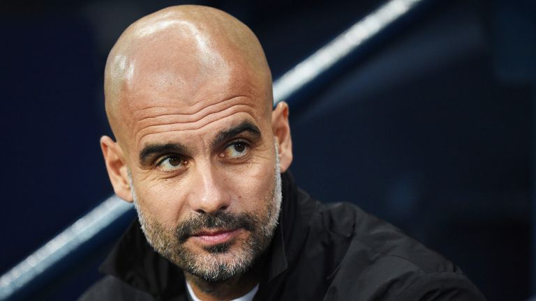 Pep Guardiola during the Premier League match between Manchester City and West Ham United at the Etihad Stadium