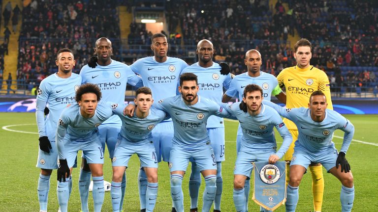 Phil Foden (bottom row, second left) poses with his team-mates before kick-off