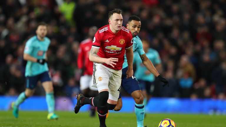 MANCHESTER, ENGLAND - DECEMBER 13: Phil Jones of Manchester United during the Premier League match between Manchester United and AFC Bournemouth at Old Tra