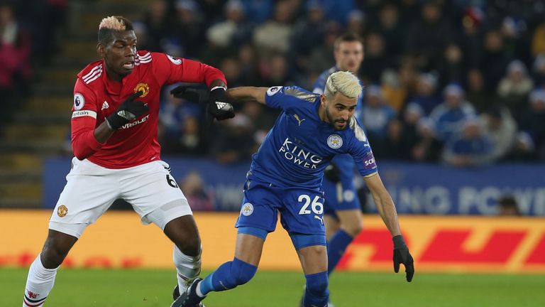 during the Premier League match between Leicester City and Manchester United at The King Power Stadium on December 23, 2017 in Leicester, England.