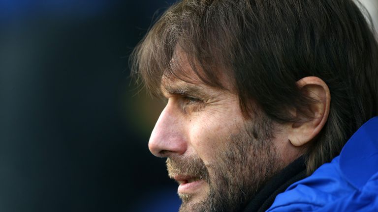 Antonio Conte during the Premier League match between Everton and Chelsea at Goodison Park