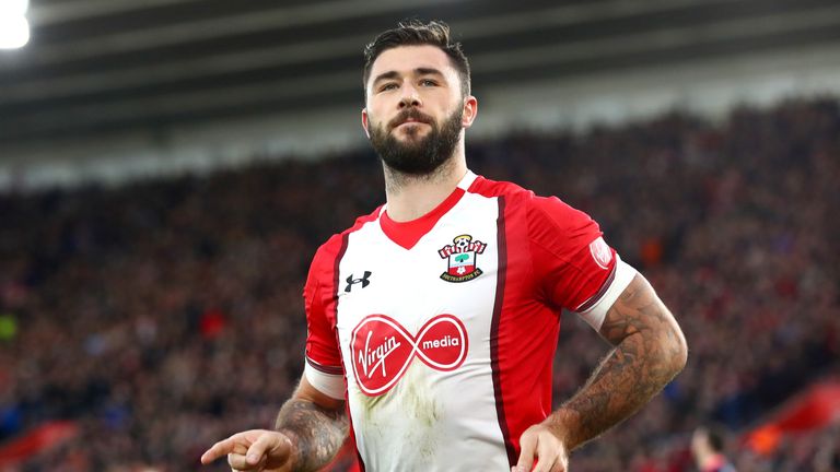 Charlie Austin celebrates after scoring the opening goal of the game