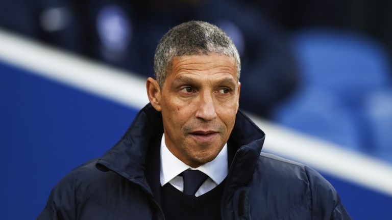 Chris Hughton prior to the Premier League match between Brighton and Watford at the Amex Stadium