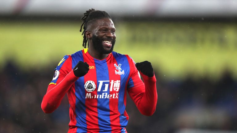 Bakary Sako celebrates after Crystal Palace strike late in the game to beat Watford at Selhurst Park 