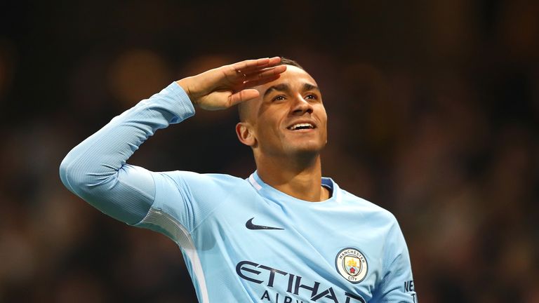 Danilo celebrates after scoring Manchester City's fourth goal against Bournemouth