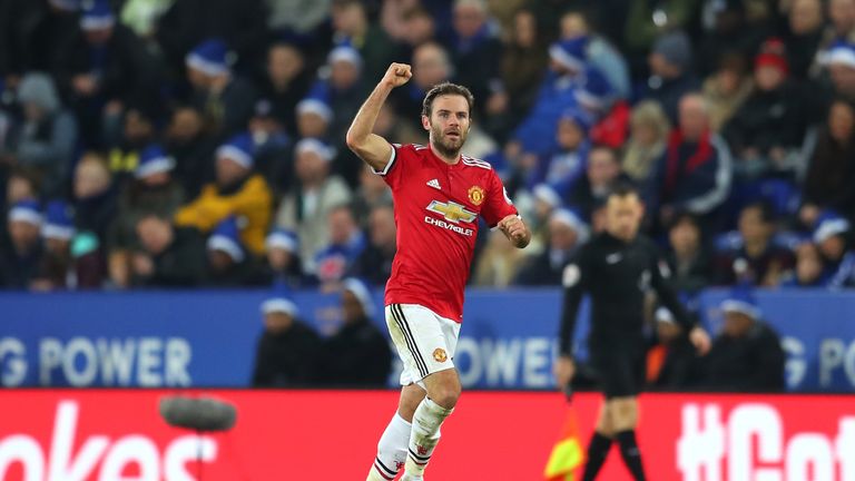 Juan Mata celebrates scoring his equaliser