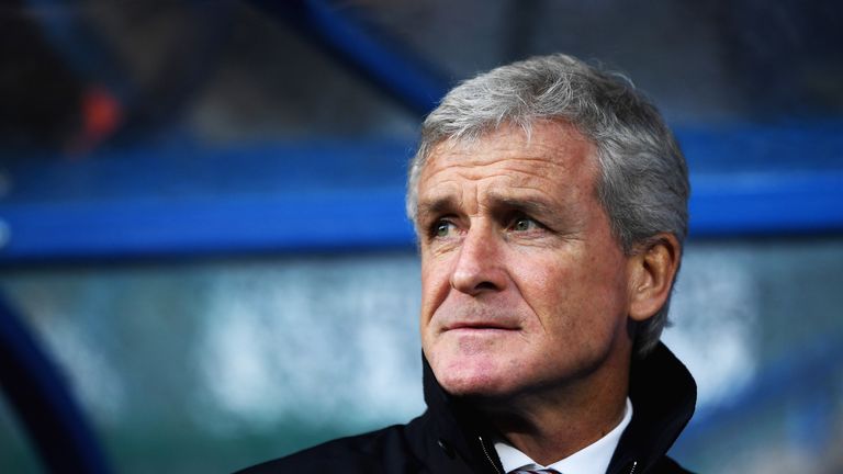 Mark Hughes prior to the Premier League match between Huddersfield Town and Stoke City