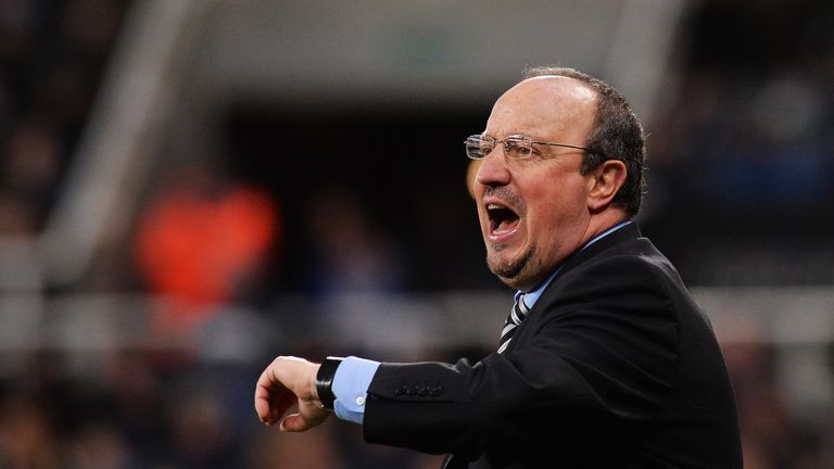 Rafa Benitez reacts during the Premier League match between Newcastle United and Brighton