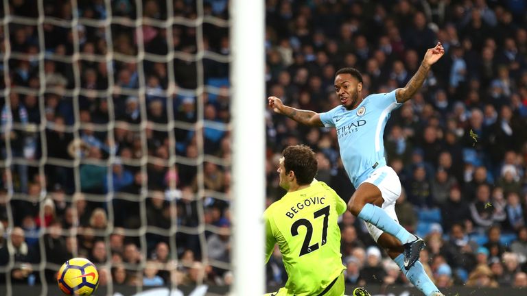 Raheem Sterling scores Manchester City's second goal