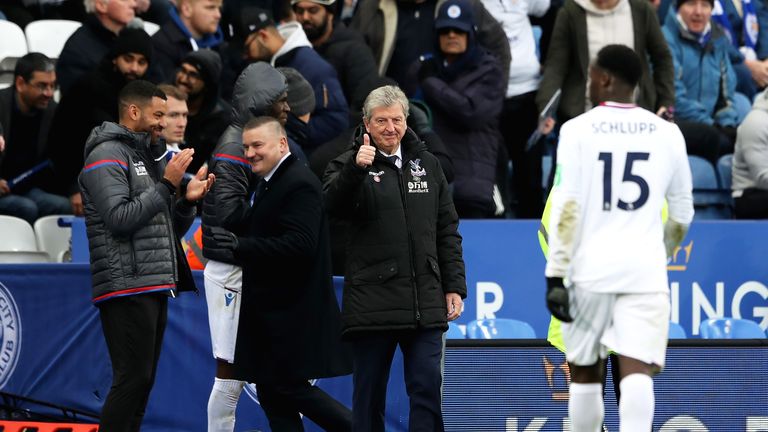 Roy Hodgson gives the thumbs up after his sides third goal