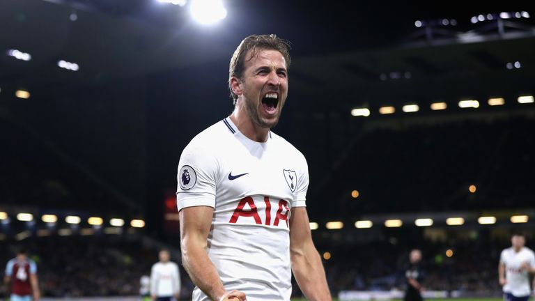 Harry Kane celebrates after completing his hat-trick