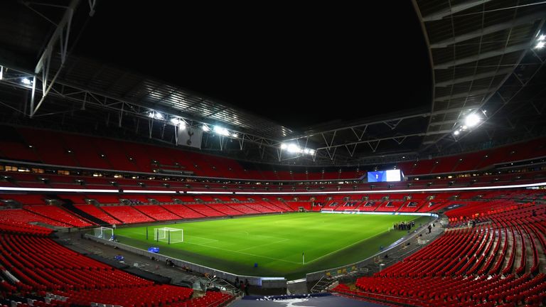 General view inside Wembley Stadium prior to the Premier League match between Tottenham and Brighton