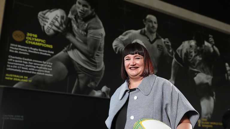 SYDNEY, AUSTRALIA - DECEMBER 12:  Newly appointed Rugby Australia Chief Executive Officer Raelene Castle poses during a press conference at the Rugby Austr