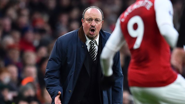 Rafael Benitez on the touchline during the Premier League football match between Arsenal and Newcastle United at the Emirates Stadium