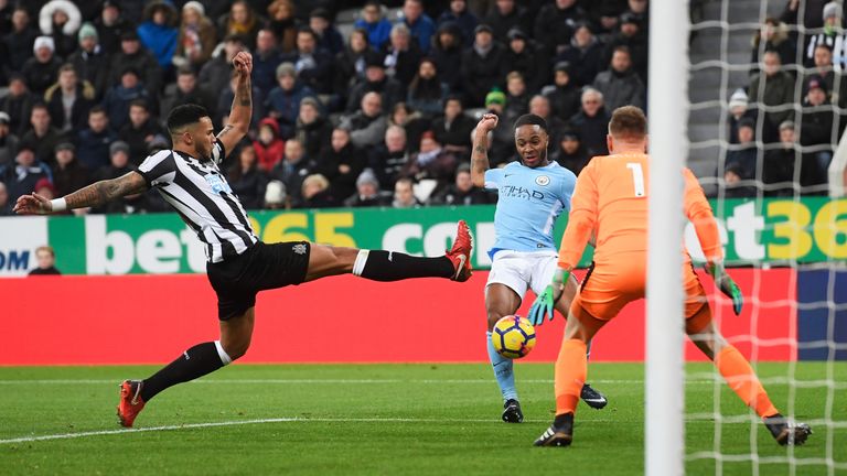 Raheem Sterling opens the scoring at St James Park