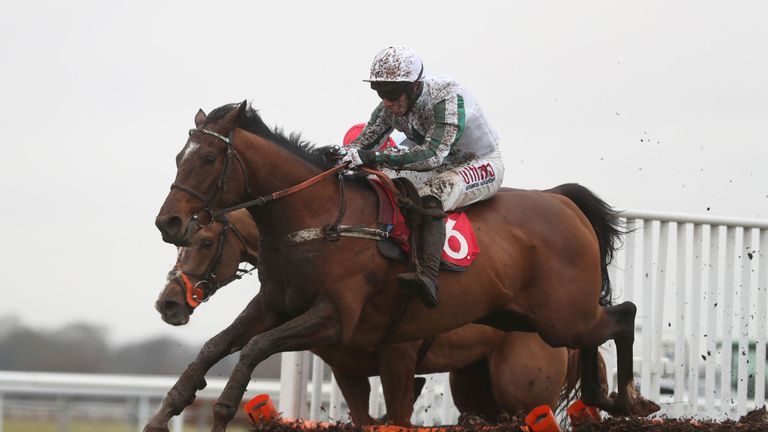 Redicean ridden by Wayne Hutchinson wins the 32Red Casino Introductory Juvenile Hurdle Race during day two of the 32Red Winter Festival at Kempton Park, Su