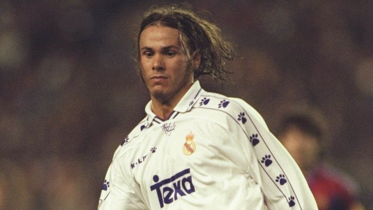 10 Feb 1996:  Fernando Redondo of Real Madrid in action during the game against Barcelona in the Spanish League held in the Nou Camp Stadium in Barcelona, 
