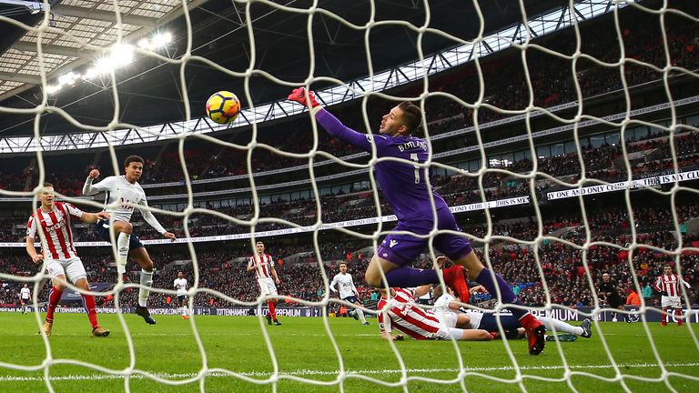 Ryan Shawcross puts the ball into his own net at Wembley Stadium