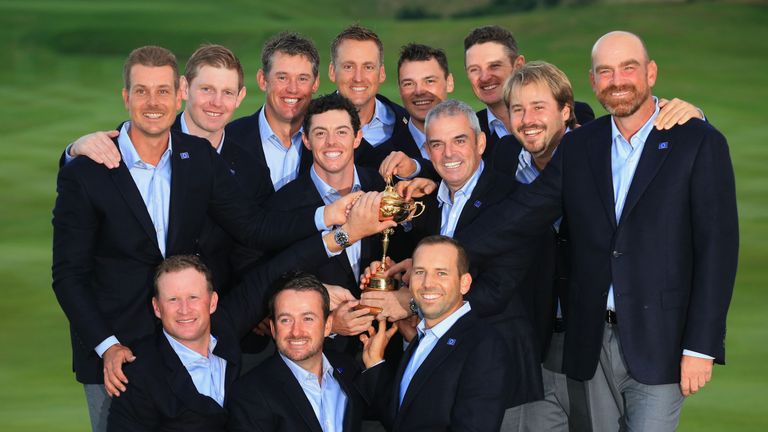 during the Singles Matches of the 2014 Ryder Cup on the PGA Centenary course at the Gleneagles Hotel on September 28, 2014 in Auchterarder, Scotland.