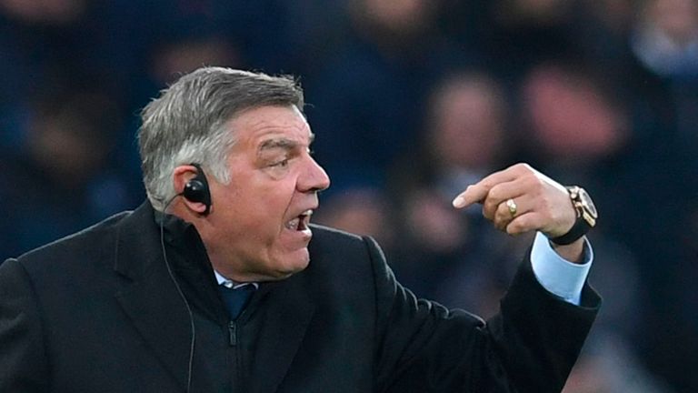 Sam Allardyce shouts from the touchline during the Merseyside derby