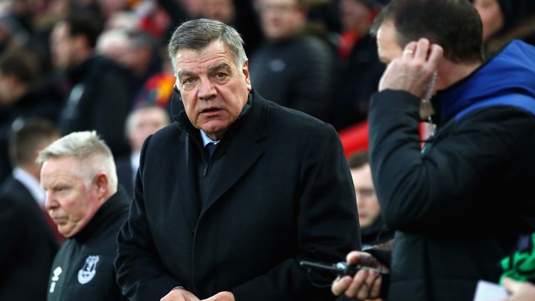 Sam Allardyce during the Merseyside derby between Liverpool and Everton at Anfield