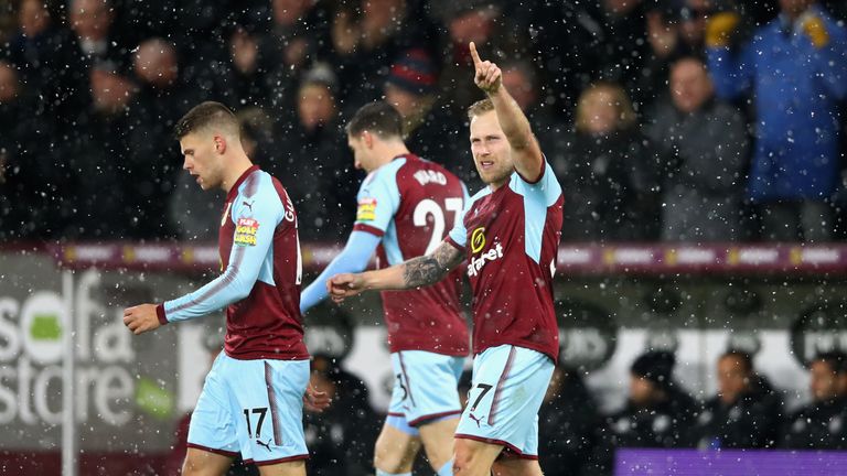 Scott Arfield celebrates after scoring late in the first half
