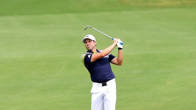 GOLD COAST, AUSTRALIA - DECEMBER 03: Sergio Garcia of Spain plays a shot on the 8th hole during D4 of the 2017 Australian PGA Championship at Royal Pines.